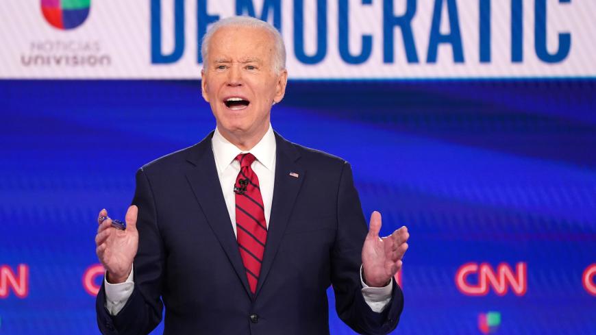 Democratic U.S. presidential candidate and former Vice President Joe Biden speaks during the 11th Democratic candidates debate of the 2020 U.S. presidential campaign, held in CNN's Washington studios without an audience because of the global coronavirus pandemic, in Washington, U.S., March 15, 2020. REUTERS/Kevin Lamarque - HP1EG3G048LEH