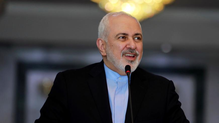 Iranian Foreign Minister Mohammad Javad Zarif speaks during a news conference with Iraqi Foreign Minister Mohamed Ali Alhakim, in Baghdad, Iraq March 10, 2019. REUTERS/Khalid Al-Mousily - RC120A3BBAB0