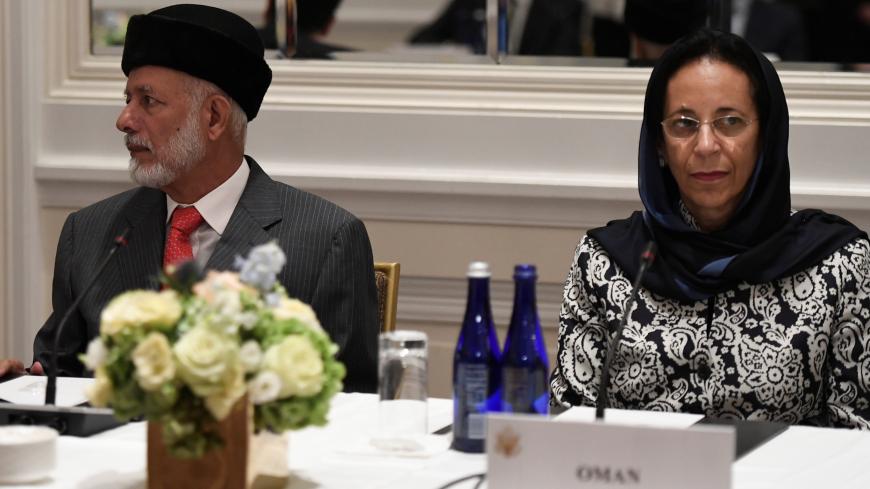 Omani Foreign Minister Yusuf bin Alawi bin Abdullah listens, alongside Omani Ambassador to the U.S. Hunaina Sultan Al-Mughairy, as U.S. Secretary of State Mike Pompeo (not pictured) speaks while attending a Gulf Cooperation Council summit on the sidelines of the United Nations General Assembly in New York City, U.S. September 28, 2018. REUTERS/Darren Ornitz - RC128EDE5A50