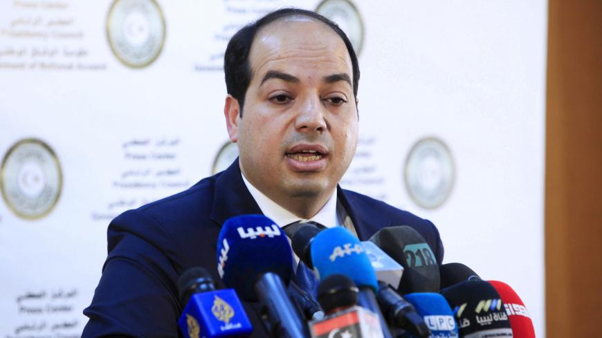 A member of the Presidential Council of Government of National Accord, Ahmed Maiteeq during a news conference in Tripoli, Libya, April 17, 2016. REUTERS/Ismail Zitouny - GF10000385612