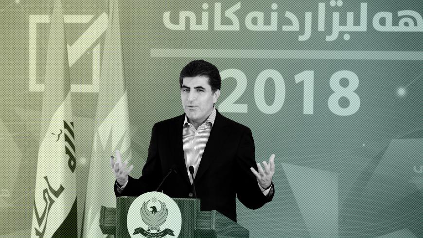 Kurdistan Regional Government Prime Minister Nechirvan Barzani speaks during a news conference after casting his vote, during parliamentary elections in the semi-autonomous region in Erbil, Iraq September 30, 2018. REUTERS/Thaier Al-Sudani - RC1904E48690