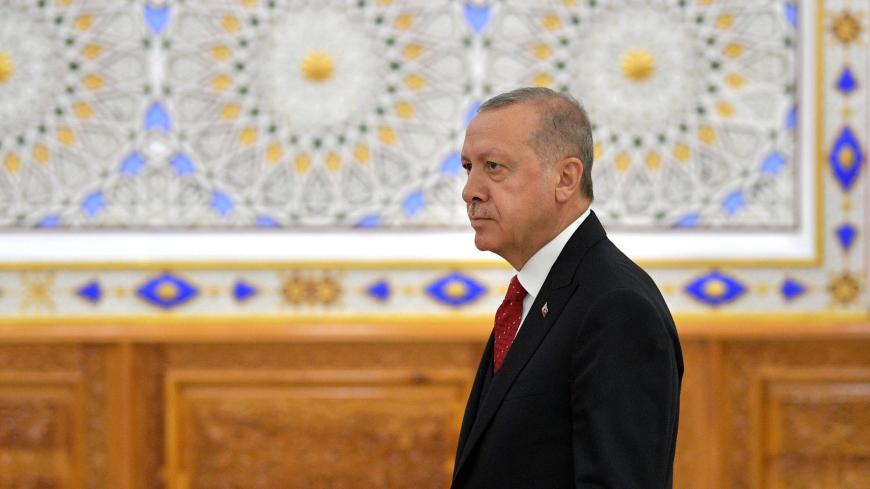 Turkish President Tayyip Erdogan attends the Conference on Interaction and Confidence-Building Measures in Asia (CICA) in Dushanbe, Tajikistan June 15, 2019. Sputnik/Alexei Druzhinin/Kremlin via REUTERS  ATTENTION EDITORS - THIS IMAGE WAS PROVIDED BY A THIRD PARTY. - RC145C2432D0