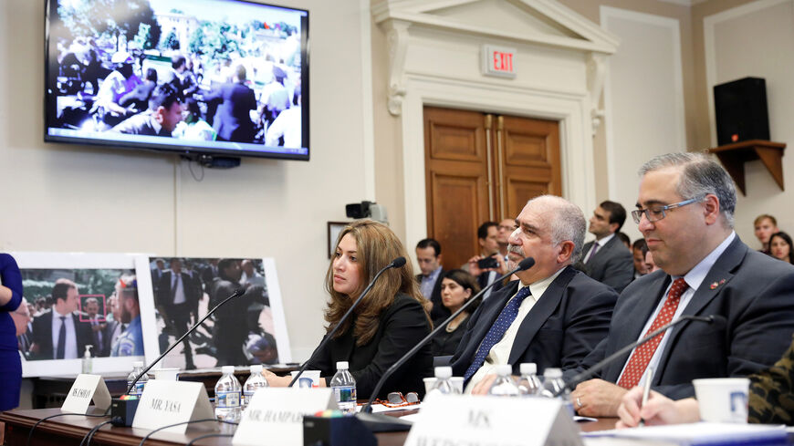 Protesters including Murat Yusa and Lusik Usoyan testify before the House Foreign Affairs Europe, Eurasia and Emerging Threats Subcommittee about the attack on demonstrators by members of Turkish President Recep Tayyip Erdogan's security detail on Capitol Hill in Washington, D.C., U.S. May 25, 2017. REUTERS/Aaron P. Bernstein - RC1B04368AB0