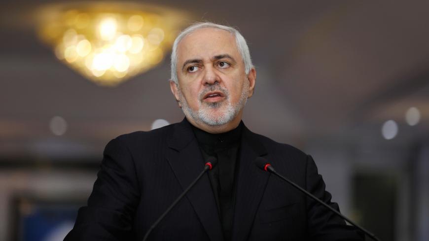 Iranian Foreign Minister, Mohammad Javad Zarif, speaks during a news conference with Iraqi Foreign Minister Mohamed Ali Alhakim in Baghdad, Iraq May 26, 2019. REUTERS/Khalid Al-Mousily - RC1CB4BEB750