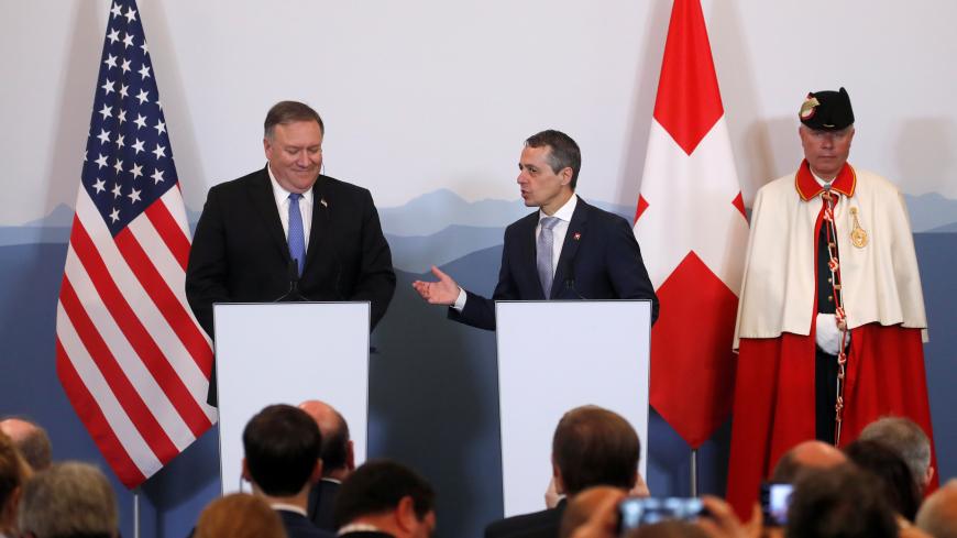 U.S. Secretary of State Mike Pompeo and Swiss Foreign Minister Ignazio Cassis attend a joint news conference at the medieval Castelgrande castle in Bellinzona, Switzerland June 2, 2019.  REUTERS/Arnd Wiegmann - RC12BFE3FFB0