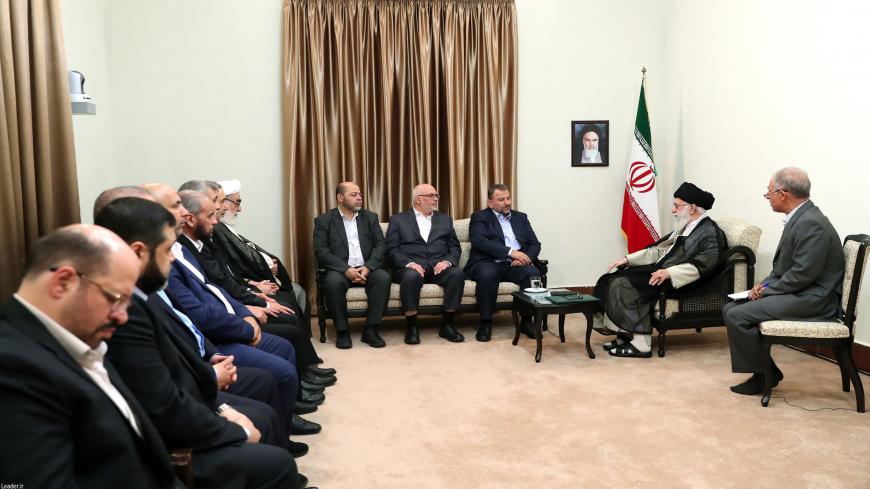 TEHRAN, IRAN - JULY 22: (----EDITORIAL USE ONLY  MANDATORY CREDIT - "IRANIAN SUPREME LEADER PRESS OFFICE / HANDOUT" - NO MARKETING NO ADVERTISING CAMPAIGNS - DISTRIBUTED AS A SERVICE TO CLIENTS----) Supreme Leader of Iran, Ali Khamenei (2nd R) meets Saleh al-Arouri (3rd R), deputy leader of Hamas, in Tehran, Iran on July 22, 2019. (Photo by IRANIAN SUPREME LEADER PRESS OFFICE / HANDOUT/Anadolu Agency via Getty Images)