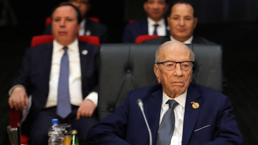 Tunisian President Beji Caid Essebsi attends a summit between Arab league and European Union member states, in the Red Sea resort of Sharm el-Sheikh, Egypt, February 24, 2019. REUTERS/Mohamed Abd El Ghany - RC1131697370