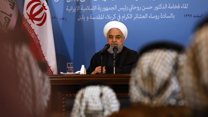 Iranian President Hassan Rouhani is seen during a meeting with tribal leaders in Kerbala, Iraq, March 12, 2019. REUTERS/Abdullah Dhiaa Al-Deen - RC18FCCF2B90