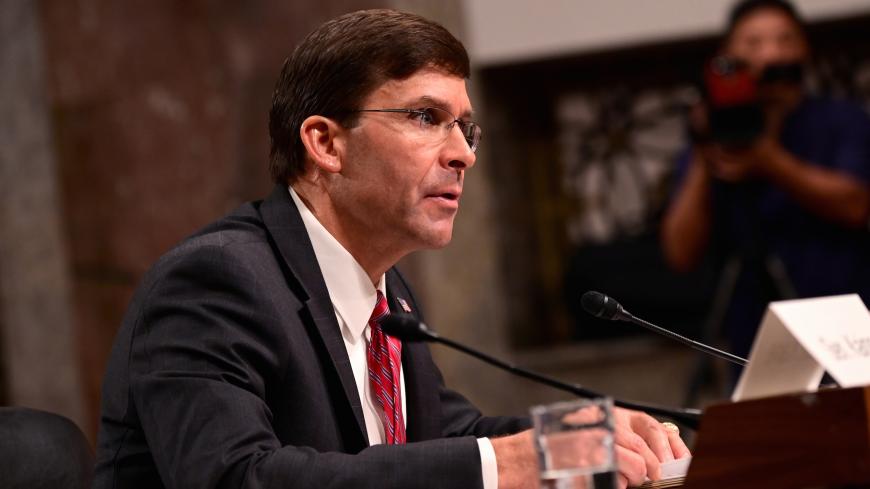 Defense Secretary nominee Mark Esper testifies before a Senate Armed Services Committee hearing on his nomination in Washington, U.S. July 16, 2019. REUTERS/Erin Scott - RC14D3AE8B30