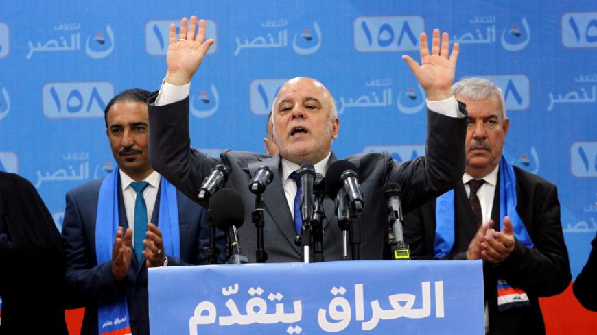 Iraqi Prime Minister Haidar al-Abadi attends the election campaign, along with his supporters in Kirkuk, Iraq April 28, 2018.  REUTERS/Ako Rasheed - RC1866072A60