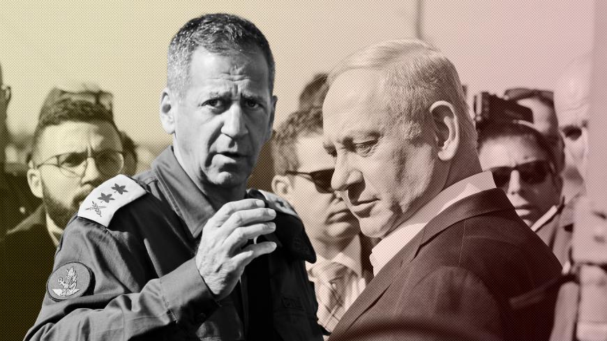 Prime Minister Benjamin Netanyahu (R) accompanied by the Chief of General Staff of the Israeli army Lieutenant General Aviv Kochavi (L) visits an Israeli military base near the city of Petah Tikva, on January 30 2019. (Photo by MENAHEM KAHANA / AFP)        (Photo credit should read MENAHEM KAHANA/AFP/Getty Images)
