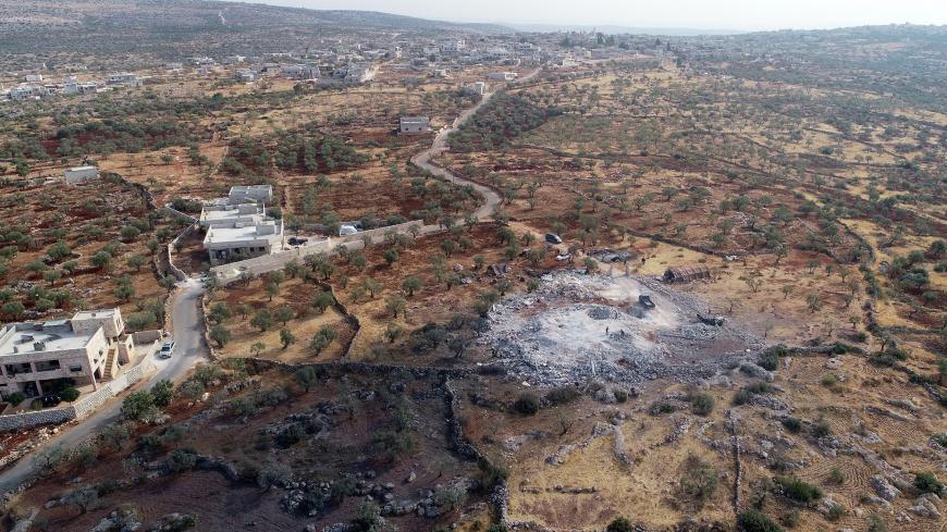 IDLIB, SYRIA - NOVEMBER 28: A drone photo shows an aerial view of operation area where Daesh leader Abu Bakr al-Baghdadi killed in, on October 28, 2019 in northwestern Syria in Idlib, Syria . A U.S. raid that allegedly killed Daesh leader Abu Bakr al-Baghdadi in northwestern Syria lasted for some four hours, according to local sources. The operation, in which helicopters, drones, and ground units were used, took place a few kilometers away from the Tourlaha camp, where displaced civilians have taken shelter