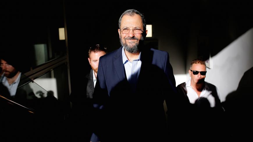 Former Israeli Prime Minister Ehud Barak arives before  delivering a statement in Tel Aviv, Israel June 26, 2019. REUTERS/Corinna Kern - RC13F7AADBC0