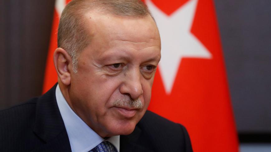 Turkish President Recep Tayyip Erdogan attends a meeting with Russian President Vladimir Putin in the Black sea resort of Sochi, Russia, 22 October 2019. Sergei Chirikov/Pool via REUTERS - RC1A9B5BF840
