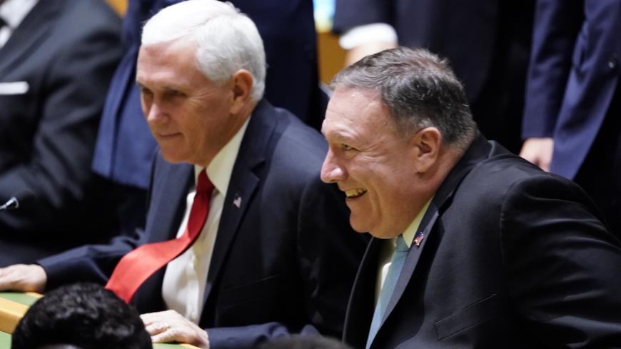 U.S. Vice President Mike Pence and U.S. Secretary of State Mike Pompeo arrive for the 74th session of the United Nations General Assembly at U.N. headquarters in New York City, New York, U.S., September 24, 2019. REUTERS/Carlo Allegri - HP1EF9O13M651