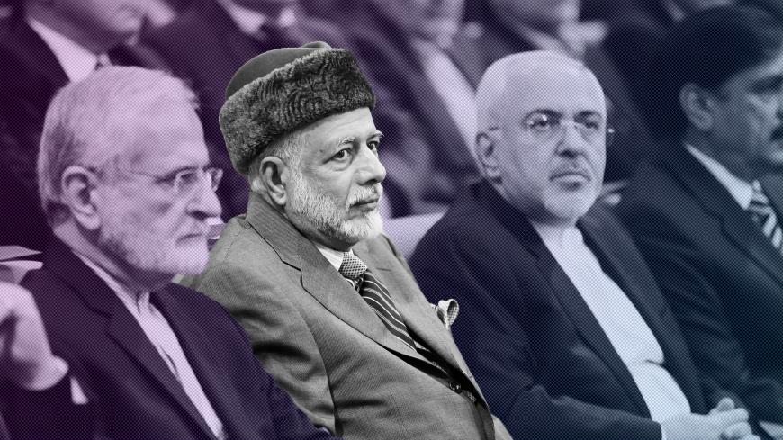 (From L to R) Former Iranian foreign minister Kamal Kharazi, Omani Foreign Minister Yussef bin Alawi bin Abdullah and Iranian Foreign Minister Mohammad Javad Zarif attend the Tehran Security Conference on January 8, 2018, in Tehran. / AFP PHOTO / ATTA KENARE (Photo credit should read ATTA KENARE/AFP via Getty Images)