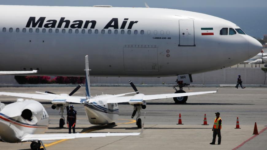 An Airbus A340-600 airplane of Mahan Air is seen at Simon Bolivar International Airport outside Caracas, Venezuela April 8, 2019. REUTERS/Carlos Garcia Rawlins - RC1E1A8BA0C0