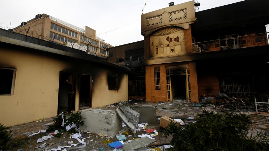A view of the Iranian consulate after Iraqi demonstrators stormed and set fire to the building during ongoing anti-government protests in Najaf, Iraq November 28, 2019. REUTERS/Alaa al-Marjani - RC27KD96TF4I