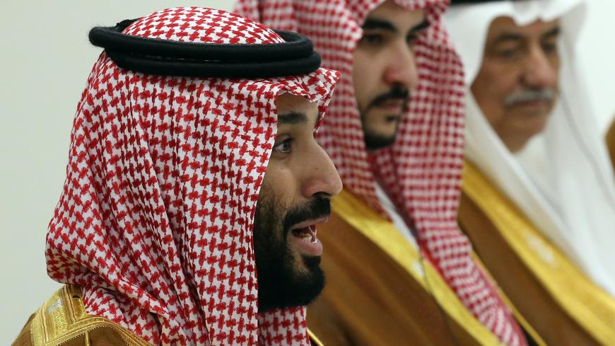 OSAKA, JAPAN - JUNE 29: (RUSSIA OUT) Saudi Arabia's Prince and Defence Minister Mohammad bin Salman al Saud speeches during a bilateral talks at the G20 Osaka Summit 2019, on June 29, 2019 in Osaka, Japan. Vladimir Putin has arrived to Japan to partcipate the G20 Osaka Summit and to meet U.S.President Donald Trump. (Photo by Mikhail Svetlov/Getty Images)