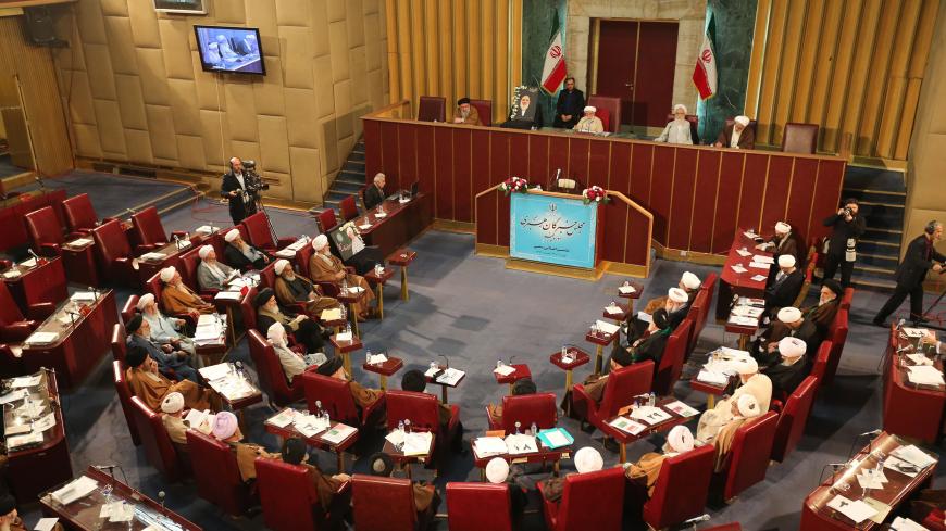 Members of Iran's influential experts assembly attend a session in Tehran on March 12, 2019. (Photo by ATTA KENARE / AFP)        (Photo credit should read ATTA KENARE/AFP via Getty Images)