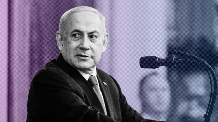 Israel's Prime Minister Benjamin Netanyahu speaks as he and U.S. President Donald Trump discuss a Middle East peace plan proposal in the East Room of the White House in Washington, U.S., January 28, 2020. REUTERS/Brendan McDermid - RC26PE94BY08