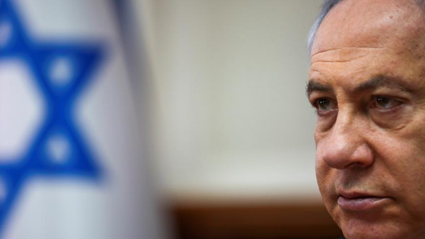 Israeli Prime Minister Benjamin Netanyahu chairs the weekly cabinet meeting in Jerusalem, March 8, 2020. Oded Balilty/Pool via Reuters - RC2MFF9A26YO