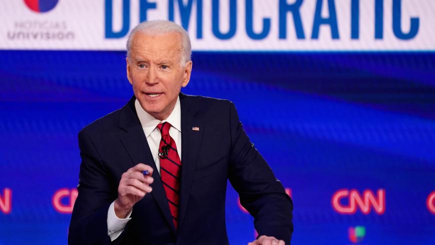 Democratic U.S. presidential candidate and former Vice President Joe Biden speaks during the 11th Democratic candidates debate of the 2020 U.S. presidential campaign, held in CNN's Washington studios without an audience because of the global coronavirus pandemic, in Washington, U.S., March 15, 2020. REUTERS/Kevin Lamarque - HP1EG3G058XET