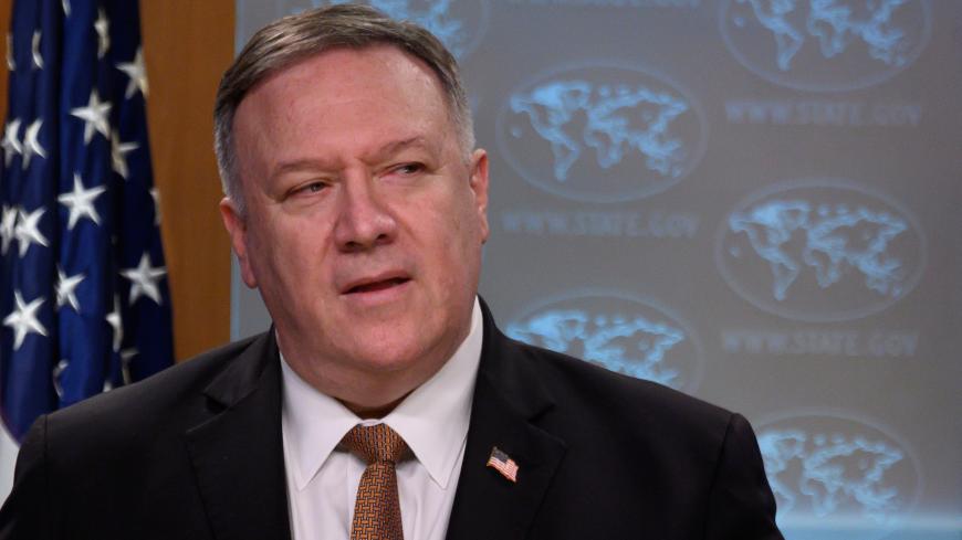 U.S. Secretary of State Mike Pompeo speaks during a news conference at the State Department in Washington, DC, U.S., March 25, 2020. Andrew Caballero-Reynolds/Pool via REUTERS - RC24RF9IPCHX