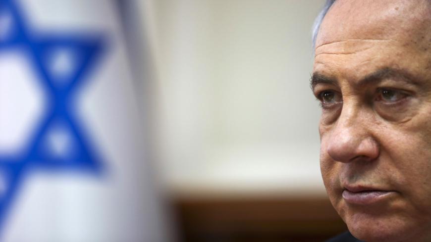 Israeli Prime Minister Benjamin Netanyahu chairs the weekly cabinet meeting in Jerusalem on March 8, 2020. (Photo by Oded Balilty / POOL / AFP) (Photo by ODED BALILTY/POOL/AFP via Getty Images)
