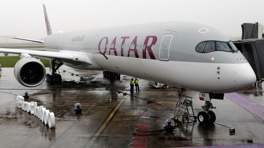 An Airbus A350-1000 aircraft of Qatar Airways is pictured after a delivery ceremony at the French headquarters of aircraft company Airbus in Colomiers near Toulouse, France, February 20, 2018. REUTERS/Regis Duvignau - RC1B38E43750