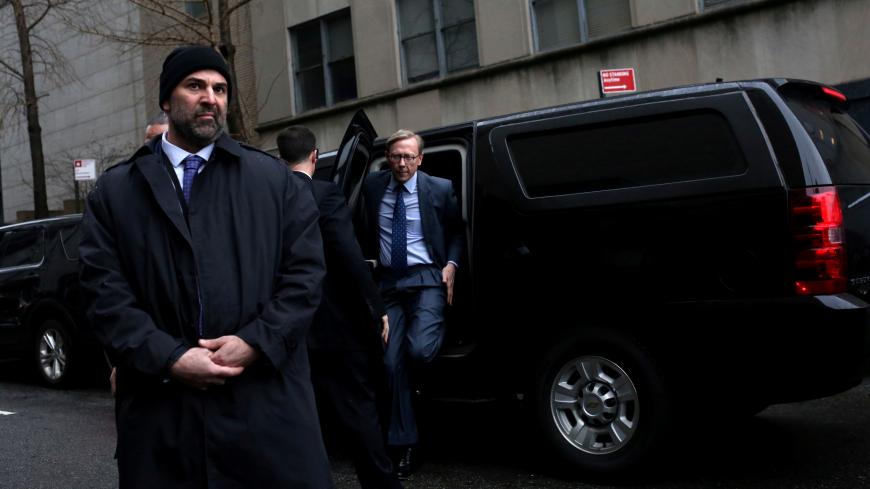 Brian Hook, the U.S. Special Representative for Iran and Senior Policy Advisor to Secretary of State Mike Pompeo, arrives to the UN Plaza as politicians and ambassadors gather to brief the Security Council on a Middle East peace plan in New York, U.S., February 6, 2020. REUTERS/Yana Paskova - RC2AVE9K2H1P