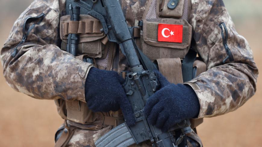 A member of Turkish police special forces stands guard in Azaz, Syria January 24, 2018. REUTERS/Osman Orsal - RC1CA41F7370