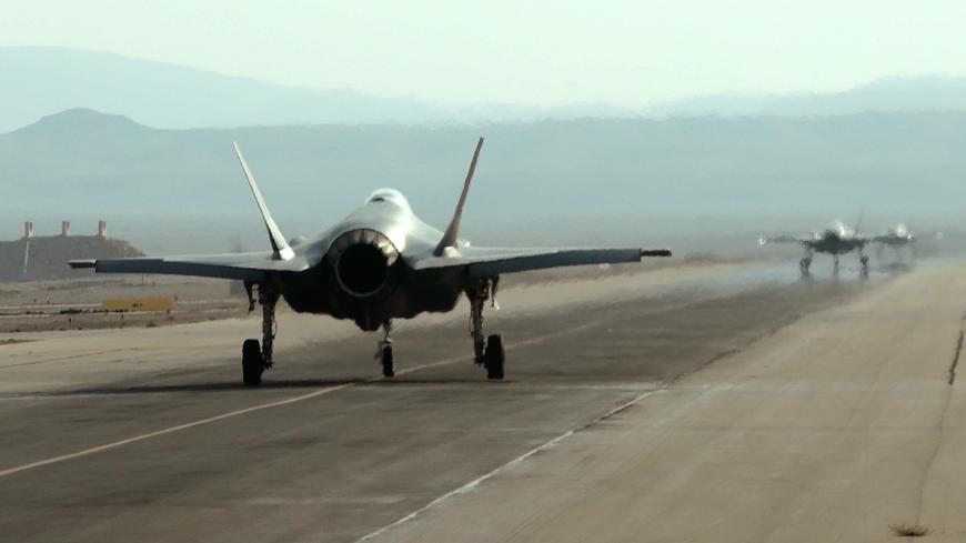 Israeli F-35 fighter jets roll on the tarmac during the "Blue Flag" multinational aerial exercise at the Ovda air force base, north of the Israeli city of Eilat, on November 11, 2019. (Photo by Emmanuel DUNAND / AFP) (Photo by EMMANUEL DUNAND/AFP via Getty Images)