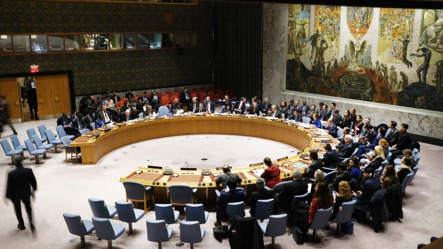 NEW YORK, NEW YORK - JANUARY 09: Members of the United Nations (UN) Security Council participate in a meeting titled "Maintenance of International Peace and Security" on January 09, 2020 in New York City. Representatives from over 50 nations voiced their concerns about ongoing conflicts in the world including recent tensions between Iran and America. (Photo by Spencer Platt/Getty Images)