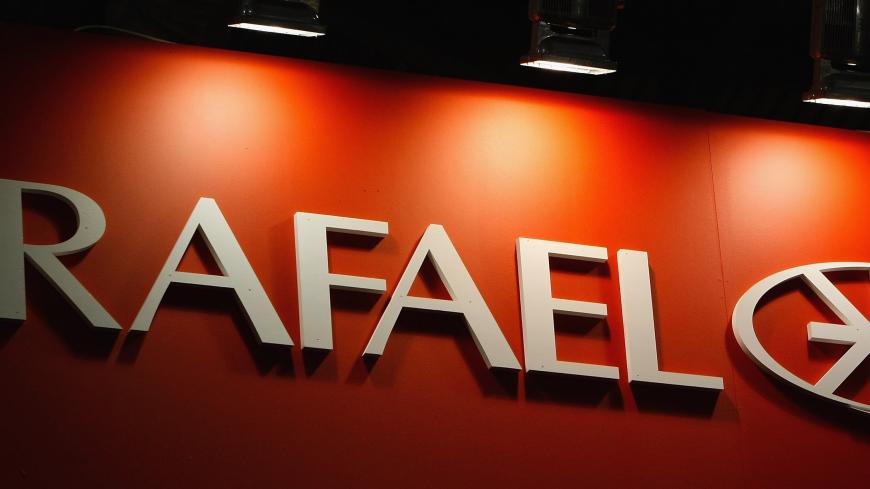 LONDON - SEPTEMBER 11:  The Rafael company logo is pictured during the Defence Systems and Equpment International (DSEi) at the Excel Centre on September 11, 2007 in London, England. The DSEi is the world's largest fully integrated international defence exhibition providing the opportunity for companies to display their full capability at a single exhibition.  (Photo by Daniel Berehulak/Getty Images)