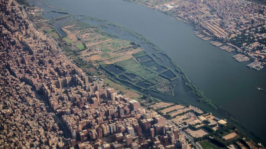 An aerial view shows the River Nile before sunset in the Helwan suburb south of the Egyptian capital Cairo on June 20, 2020. (Photo by Khaled DESOUKI / AFP) (Photo by KHALED DESOUKI/AFP via Getty Images)