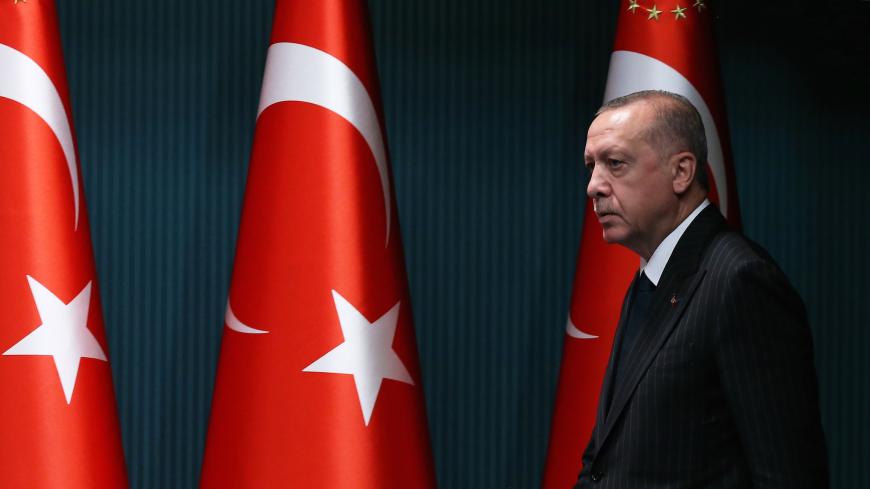 Turkish President Recep Tayyip Erdogan arrives for a press conference following the weekly cabinet meeting at the Presidential Complex in Ankara on August 24, 2020. (Photo by Adem ALTAN / AFP) (Photo by ADEM ALTAN/AFP via Getty Images)