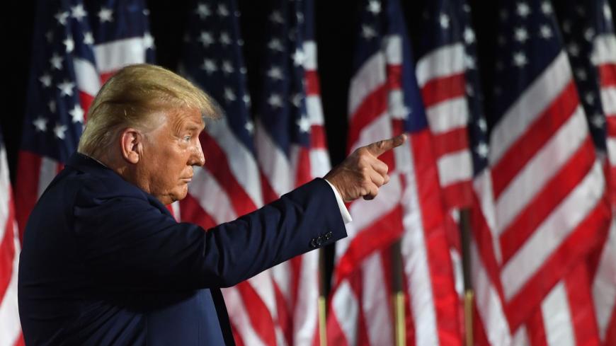 US President Donald Trump gestures at the conclusion of the the final day of the Republican National Convention from the South Lawn of the White House on August 27, 2020 in Washington, DC. (Photo by SAUL LOEB / AFP) (Photo by SAUL LOEB/AFP via Getty Images)