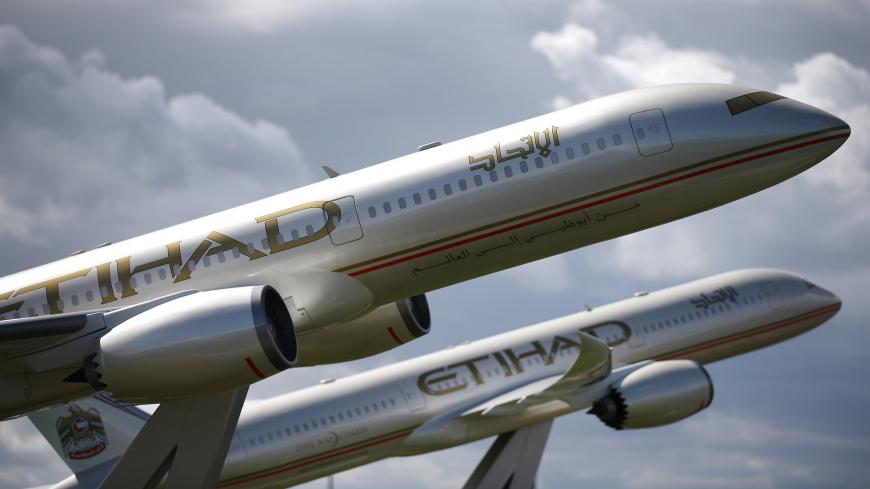 LONDON, ENGLAND - AUGUST 11:  Large scale models of Etihad Boeing 787 Dream Liners are displayed near Terminal Four at Heathrow Airport on August 11, 2014 in London, England. Heathrow is the busiest airport in the United Kingdom and the third busiest in the world. The airport's operator BAA wants to build a third runway to cope with increased demand.  (Photo by Peter Macdiarmid/Getty Images)