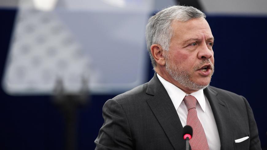 Jordanian King Abdullah II gestures as he delivers a speech at the European Parliament, on January 15, 2020, in Strasbourg, eastern France. (Photo by Frederick FLORIN / AFP) (Photo by FREDERICK FLORIN/AFP via Getty Images)