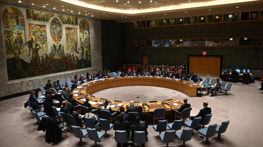 German Foreign Minister Heiko Maas (C) speaks at a UN Security Council meeting at United Nations headquarters in New York on February 26, 2020. (Photo by Johannes EISELE / AFP) (Photo by JOHANNES EISELE/AFP via Getty Images)
