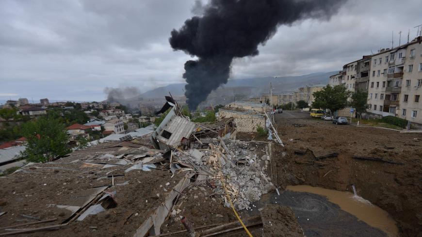 TOPSHOT - A view shows aftermath of recent shelling during the ongoing fighting between Armenia and Azerbaijan over the breakaway Nagorno-Karabakh region, in the disputed region's main city of Stepanakert on October 4, 2020. (Photo by Karo Sahakyan / Armenian Government / AFP) (Photo by KARO SAHAKYAN/Armenian Government/AFP via Getty Images)