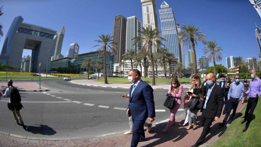 Erel Margalit, founder and chairman of Jerusalem Venture Partners (JVP), visits with members of Israeli high-tech delegation the Dubai Financial Market (DFM) on October 27, 2020. - Israel's government gave final approval to the normalisation of ties with the United Arab Emirates, an official statement said, after lawmakers ratified the pact earlier this month. (Photo by Karim SAHIB / AFP) (Photo by KARIM SAHIB/AFP via Getty Images)