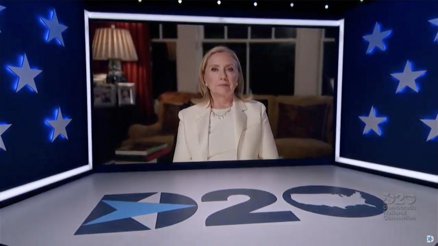 MILWAUKEE, WI - AUGUST 19: In this screenshot from the DNCC’s livestream of the 2020 Democratic National Convention, former first lady and Secretary of State Hillary Clinton addresses the virtual convention on August 19, 2020.  The convention, which was once expected to draw 50,000 people to Milwaukee, Wisconsin, is now taking place virtually due to the coronavirus pandemic.  (Photo by DNCC via Getty Images)