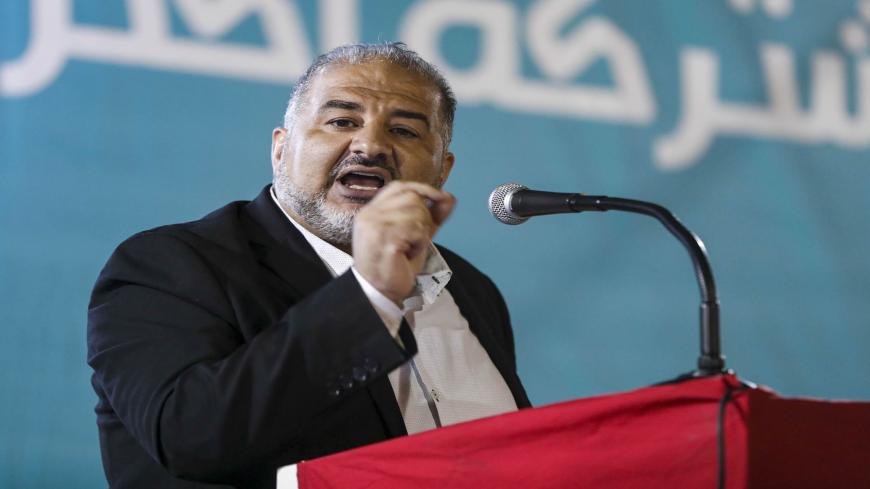 Mansour Abbas, Israeli Arab member of the United Arab List party, speaks during a campaign rally for the Joint List political alliance ahead of upcoming September parliamentary elections, in the Arab town of Kafr Yasif in northern Israel on August 23, 2019. (Photo by AHMAD GHARABLI / AFP) (Photo by AHMAD GHARABLI/AFP via Getty Images)