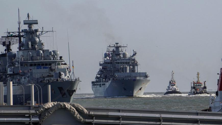 The Type 702 Berlin-class supplier ship of the Deutsche Marine German navy "Berlin" arrives at the naval base in Wilhelmshaven, northern Germany, on September 17, 2020. - The vessel had left Germany in April 2020 to take part in the Standing NATO Maritime Group 2 mission at the Mediterranean Sea. (Photo by Patrik Stollarz / AFP) (Photo by PATRIK STOLLARZ/AFP via Getty Images)