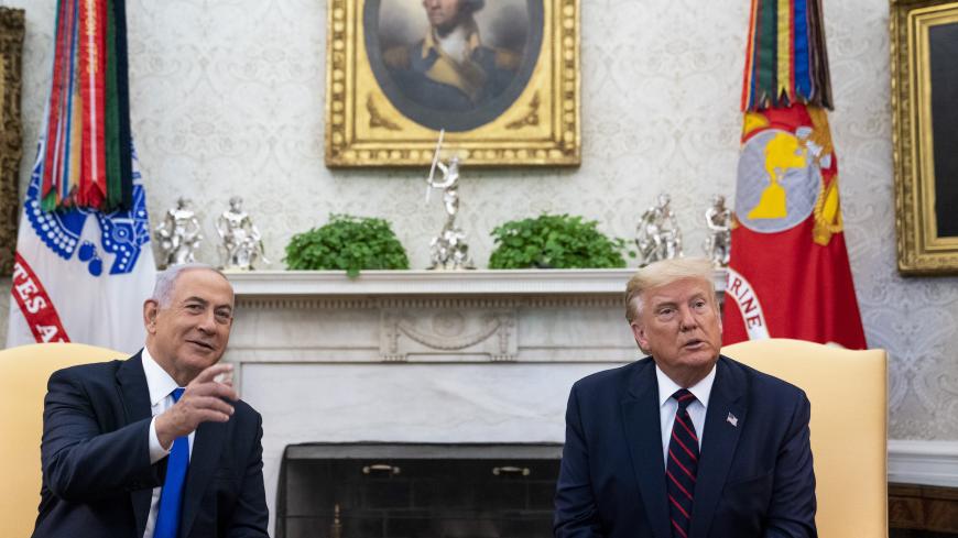 President Donald Trump meets with  Israeli Prime Minister Benjamin Netanyahu ahead of the Abraham Accords Signing Ceremony on the South Lawn of the White House, Tuesday, Sept. 15,  2020.   (Photo by Doug Mills/The New York Times)