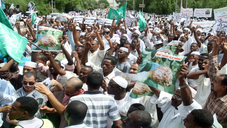 Sudanese supporters of the Muslim Brotherhood and Egypt's ousted president Mohamed Morsi protest following Friday noon prayers in front of the presidential palace in the capital Khartoum, on August 16, 2013, following the recent violence in Egypt. The demonstration comes after 578 people were killed on August 14, in clashes in the Egyptian capital Cairo as police cleared two Morsi protest camps and elsewhere in the country, in Egypt's bloodiest day in decades. AFP PHOTO / ASHRAF SHAZLY        (Photo credit 