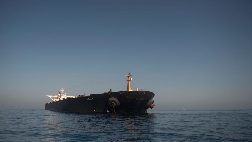 Picture shows Iranian supertanker Grace 1 off the coast of Gibraltar on August 15, 2019. - Gibraltar's Supreme Court ruled today to release an Iranian supertanker seized last month on suspicion of shipping oil to Syria in breach of EU sanctions, despite a last-minute US request to detain the vessel. (Photo by JORGE GUERRERO / AFP) (Photo by JORGE GUERRERO/AFP via Getty Images)