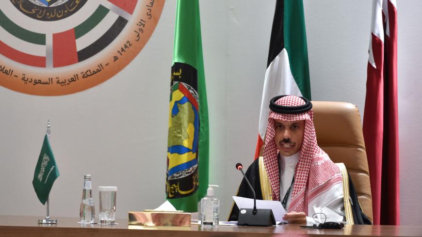 Saudi Foreign Minister Faisal bin Farhan al-Saud holds a press conferece at the end of the 41st Gulf Cooperation Council (GCC) summit, in the city of al-Ula in northwestern Saudi Arabia on January 5, 2021. - Gulf leaders signed a "solidarity and stability" deal after the leaders of Saudi Arabia and Qatar publicly embraced, bringing Doha back into the regional fold after a three-year rift. (Photo by FAYEZ NURELDINE / AFP) (Photo by FAYEZ NURELDINE/AFP via Getty Images)